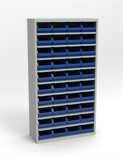 Стеллаж 1890*1020*400мм закрытый с пластиковыми ящиками для метизов ЗС.5003.40 - фото 18290