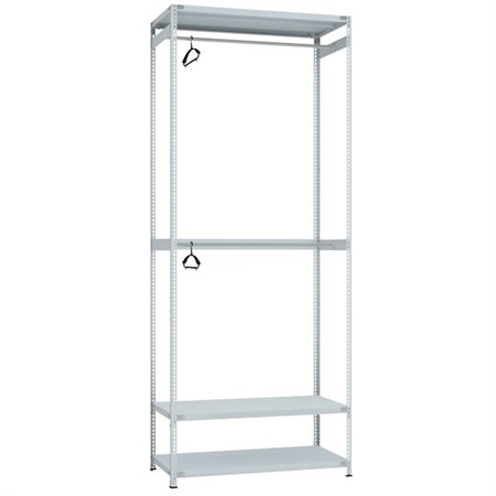 Металлический стеллаж со штангой для одежды 2500х1500х600 3 полки 2 вешало - фото 18691